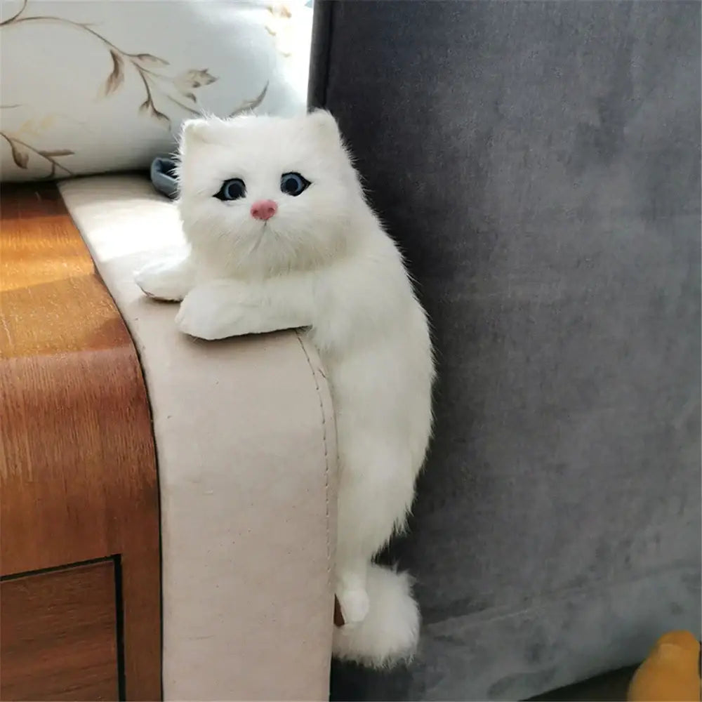 White and tan hanging cat plush doll living room decor