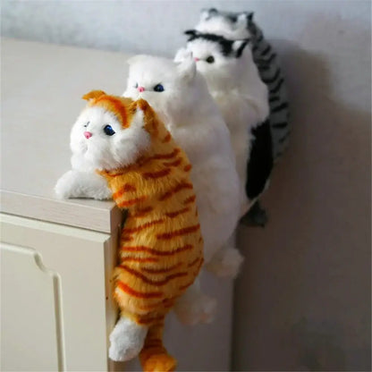 White and tan hanging cat plush doll living room decor