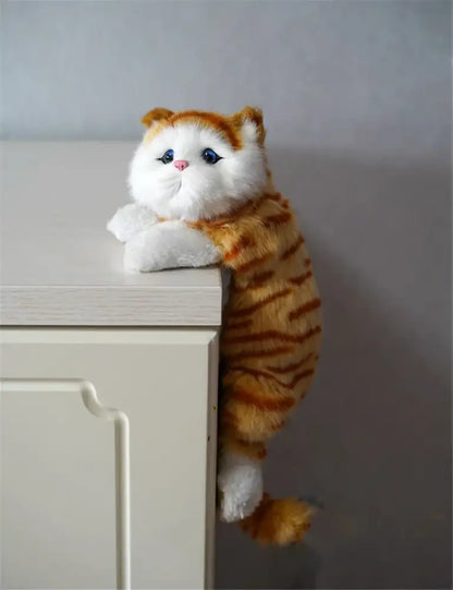 White and tan hanging cat plush doll living room decor