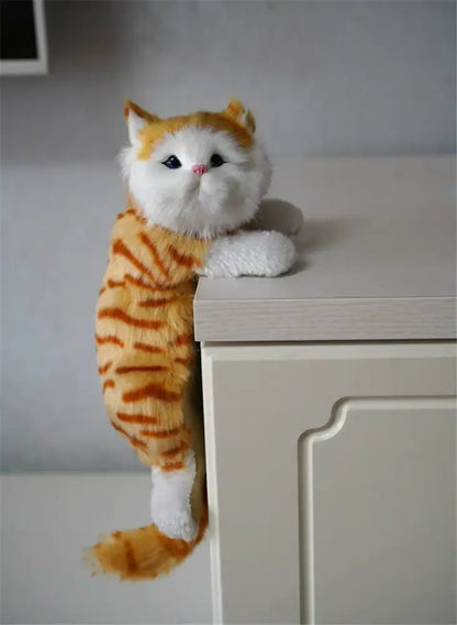 White and tan hanging cat plush doll living room decor