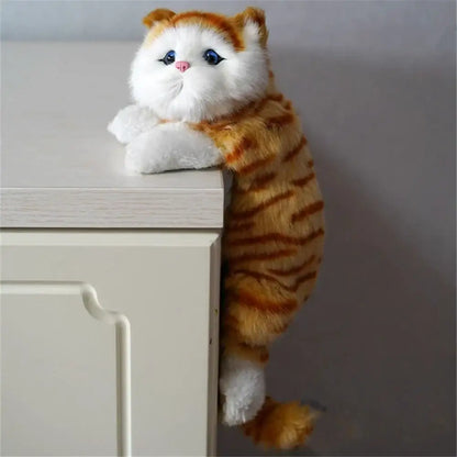 White and tan hanging cat plush doll living room decor