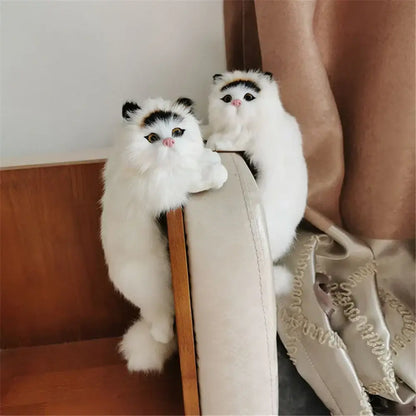 White and tan hanging cat plush doll living room decor