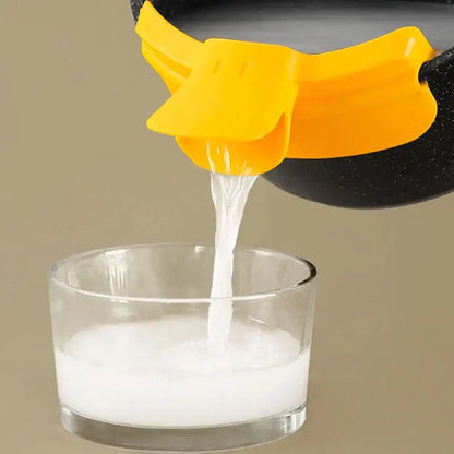 White and yellow duck beak funnel kitchen liquid divertor