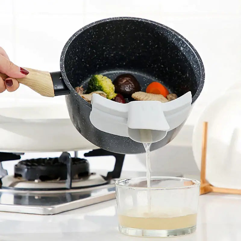 White and yellow duck beak funnel kitchen liquid divertor