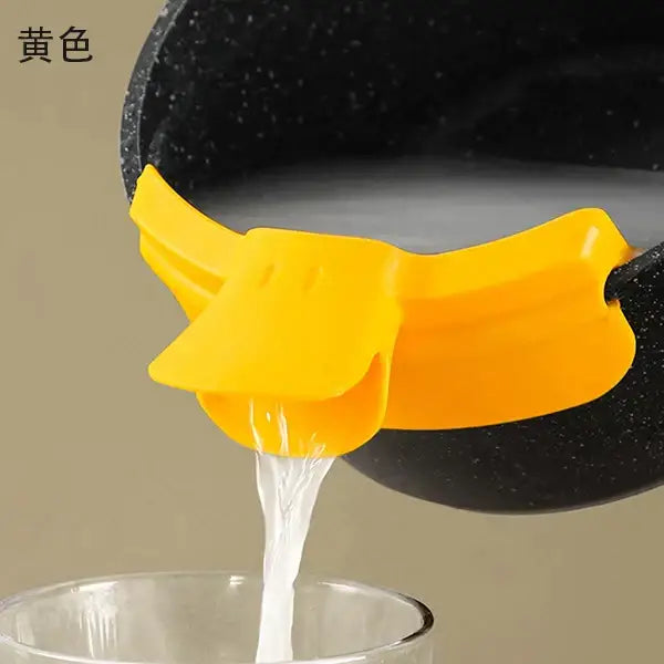 White and yellow duck beak funnel kitchen liquid divertor