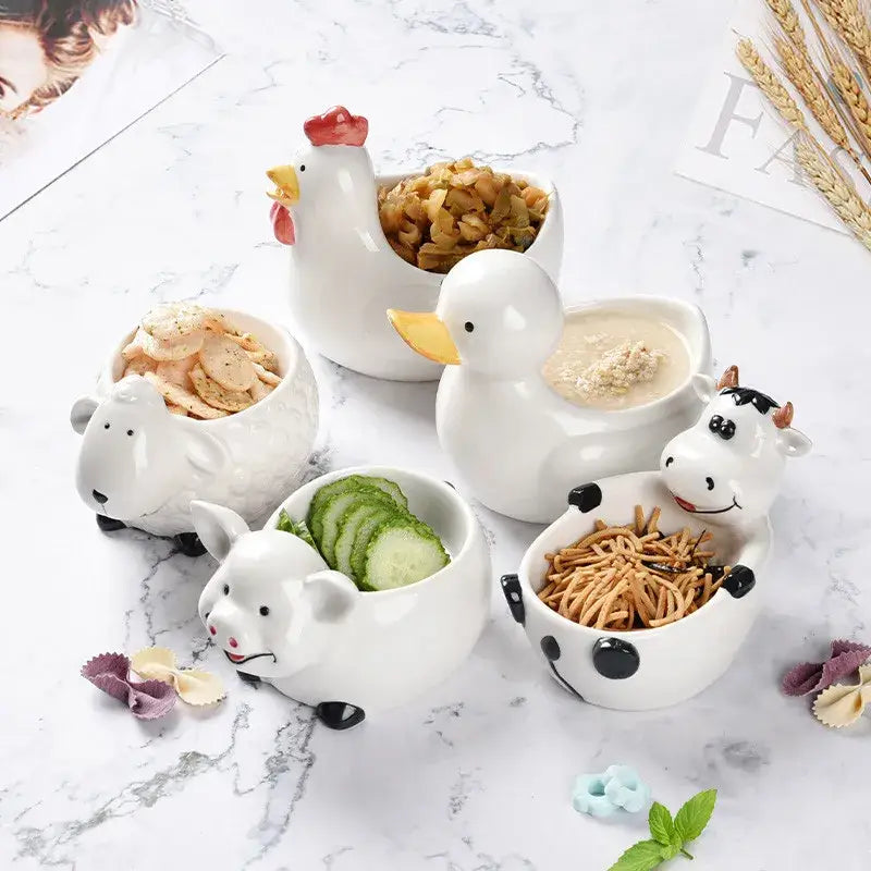 White and yellow duck ceramic dessert bowl dining room serving dish