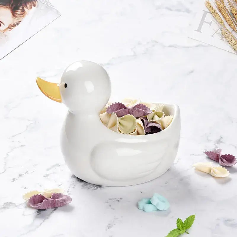 White and yellow duck ceramic dessert bowl dining room serving dish