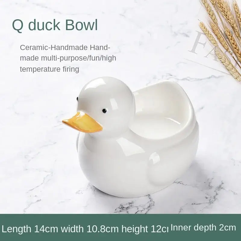 White and yellow duck ceramic dessert bowl dining room serving dish