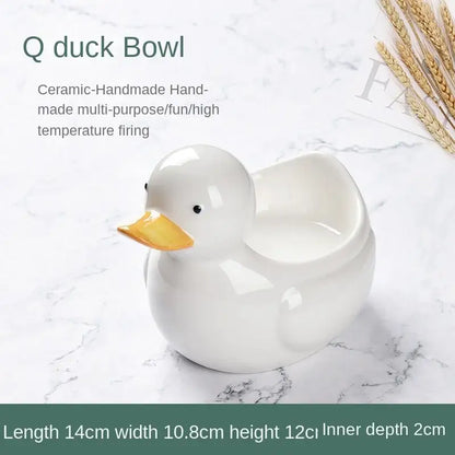 White and yellow duck ceramic dessert bowl dining room serving dish
