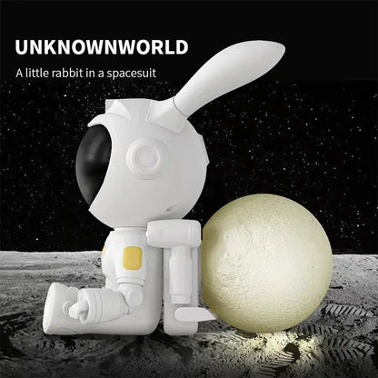 White and yellow galaxy bunny astronaut night light bedroom decor