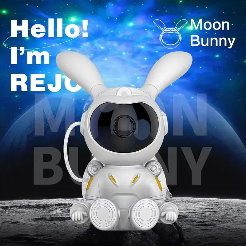 White and yellow galaxy bunny astronaut night light bedroom decor