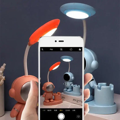 White astronaut desk lamp with pencil sharpener for bedroom study