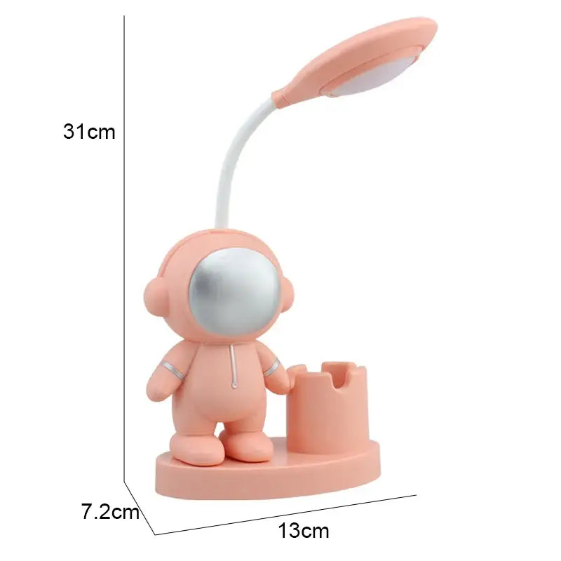 White astronaut desk lamp with pencil sharpener for bedroom study