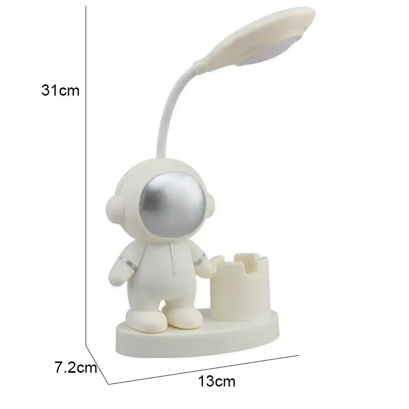 White astronaut desk lamp with pencil sharpener for bedroom study