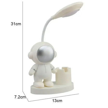 White astronaut desk lamp with pencil sharpener for bedroom study