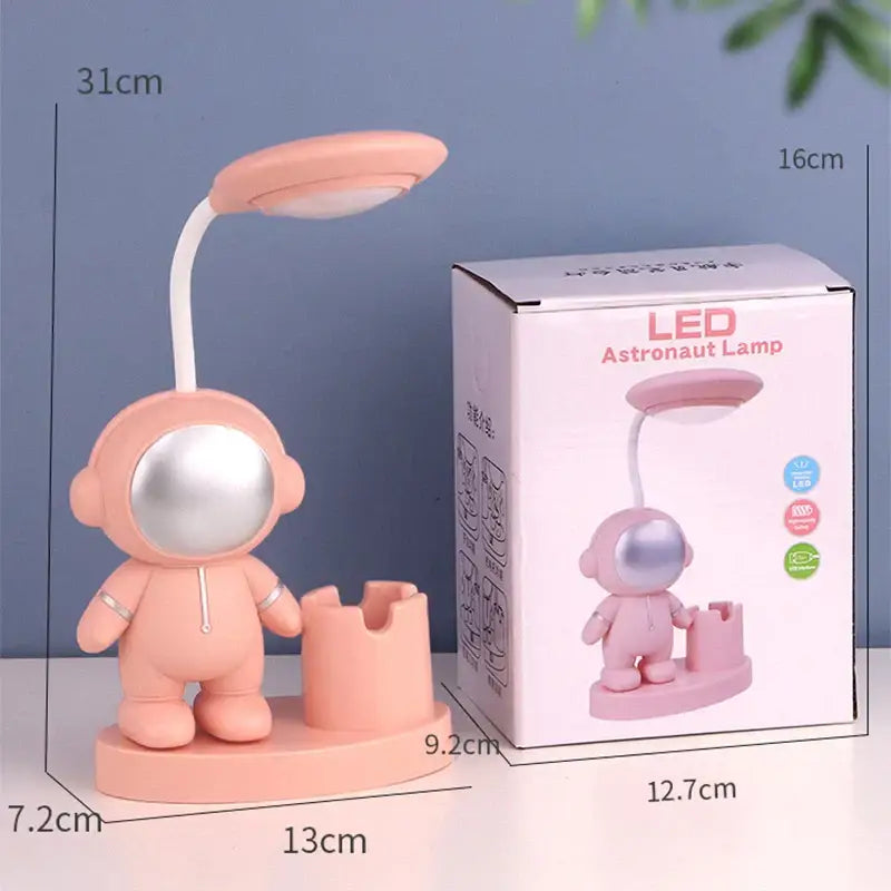 White astronaut desk lamp with pencil sharpener for bedroom study