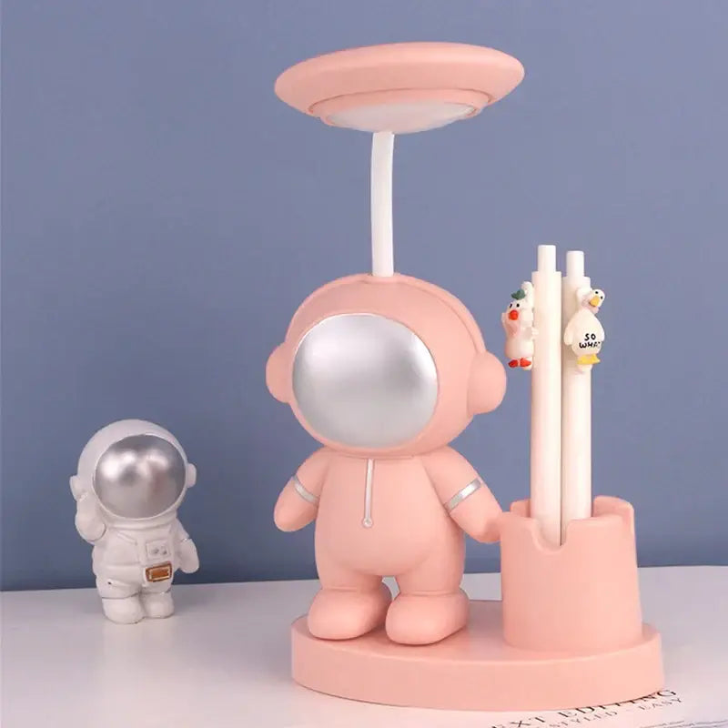 White astronaut desk lamp with pencil sharpener for bedroom study