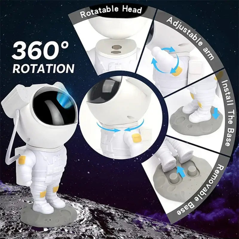 White astronaut star night light projector for bedroom moon base