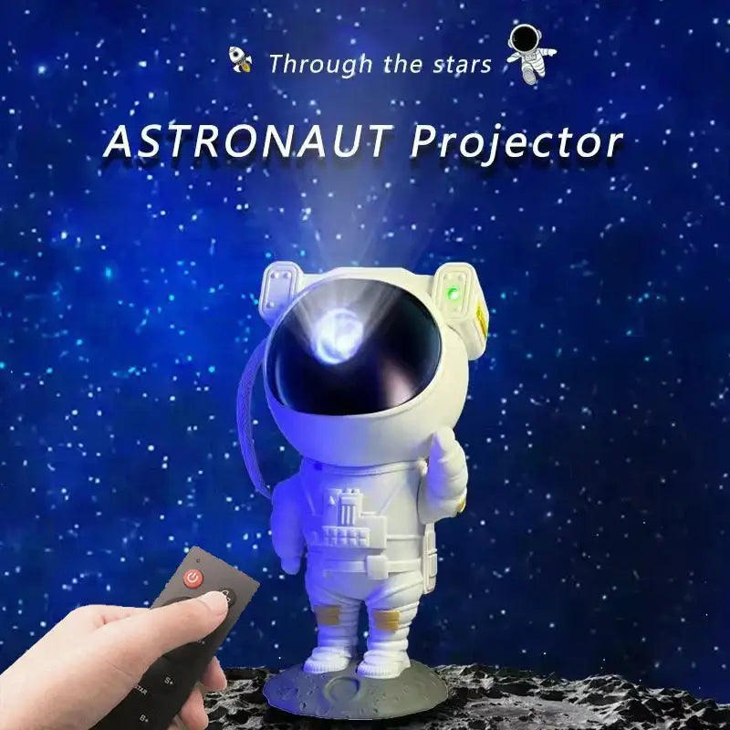 White astronaut star night light projector for bedroom moon base