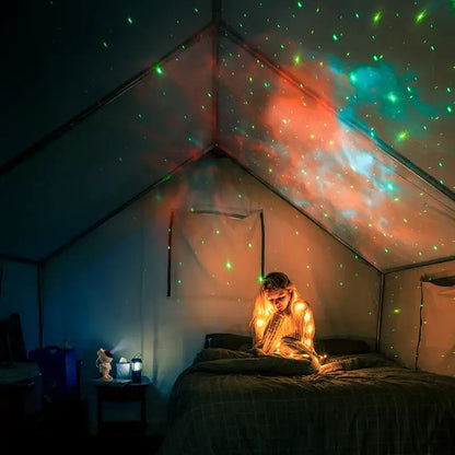White astronaut star projector night light bedroom galaxy decor