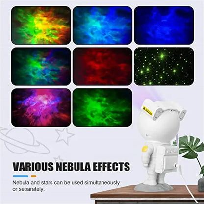 White astronaut star projector night light bedroom galaxy decor