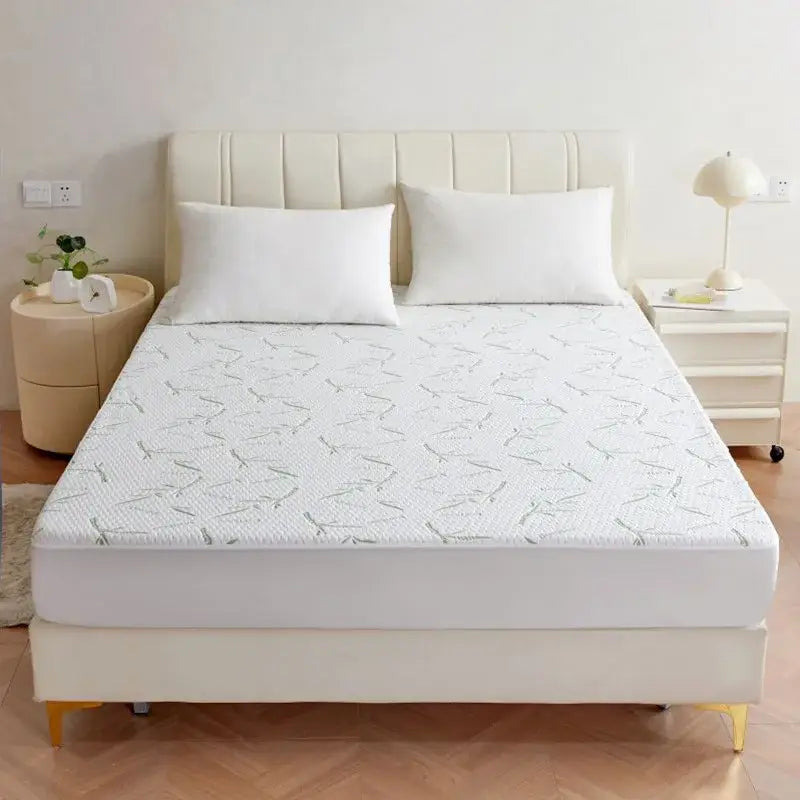 White bamboo jacquard waterproof fitted mattress cover bedroom sheet