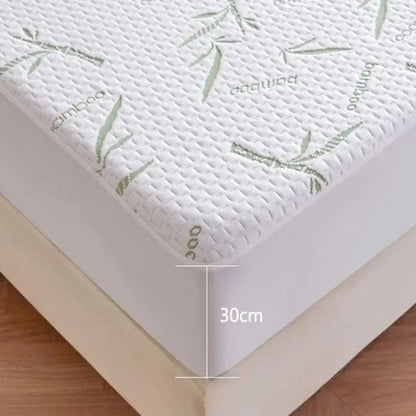 White bamboo jacquard waterproof fitted mattress cover bedroom sheet