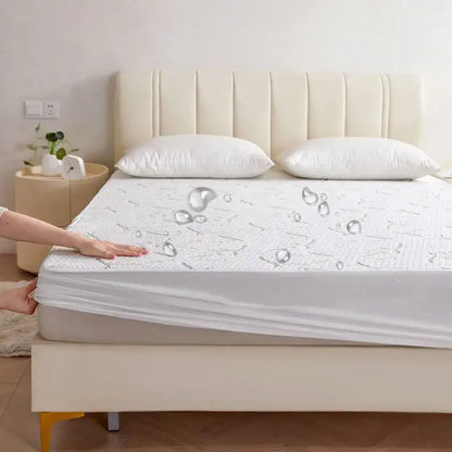 White bamboo jacquard waterproof fitted mattress cover bedroom sheet