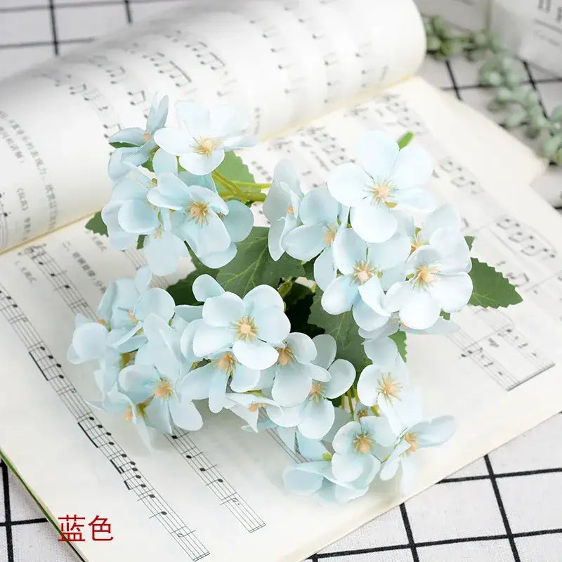 White begonia silk flower bouquet living room ceramic vase decor