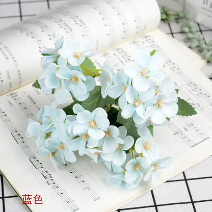 White begonia silk flower bouquet living room ceramic vase decor