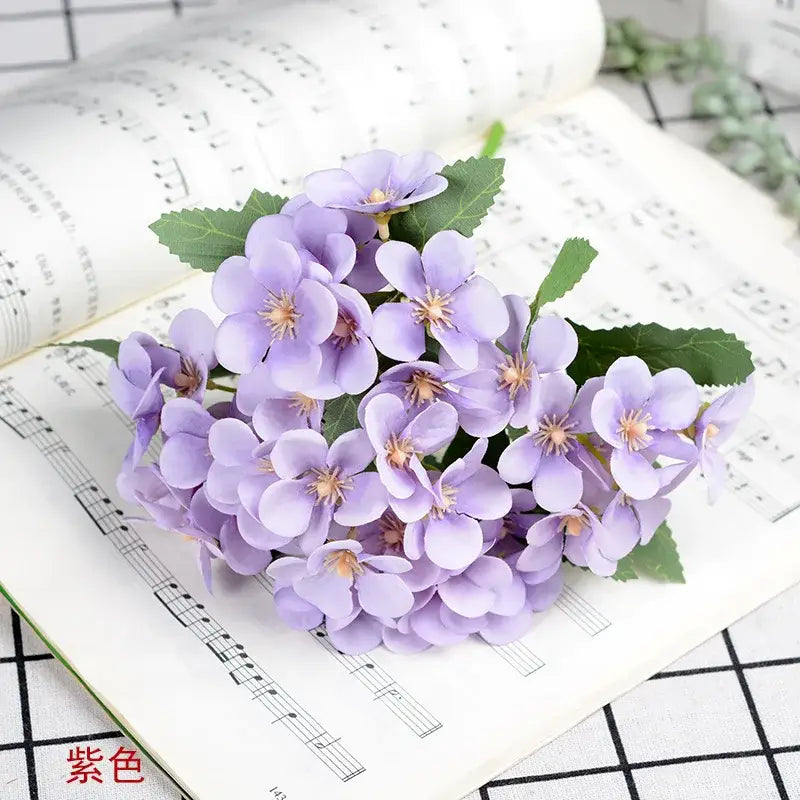 White begonia silk flower bouquet living room ceramic vase decor