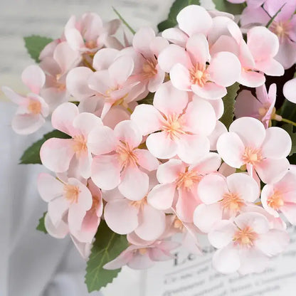 White begonia silk flower bouquet living room ceramic vase decor