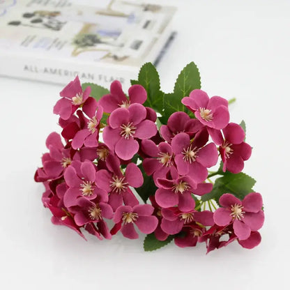White begonia silk flower bouquet living room ceramic vase decor
