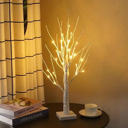 White birch tree led night light bedroom warm glowing decor