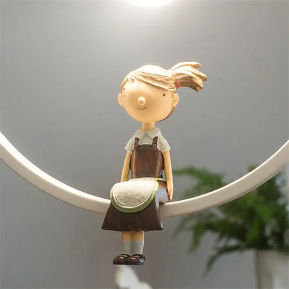 White bird iron ring pendant light for bedroom ceramic decor