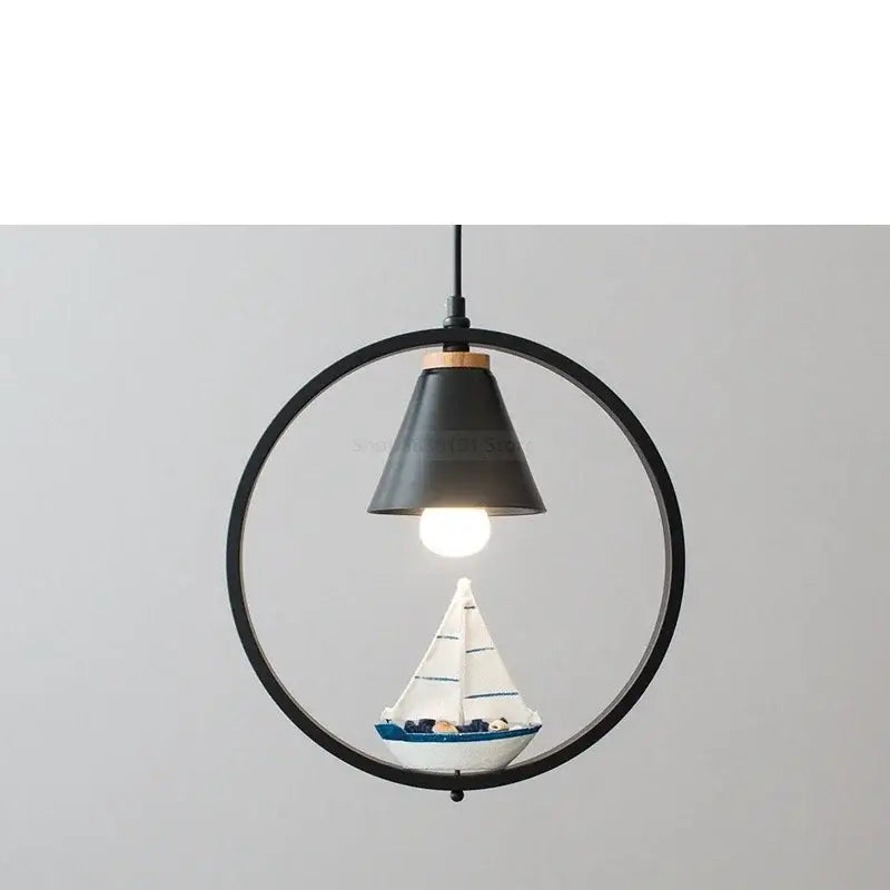 White bird iron ring pendant light for bedroom ceramic decor