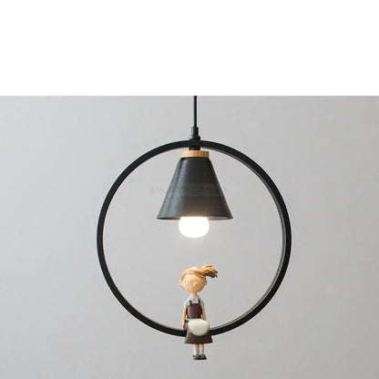 White bird iron ring pendant light for bedroom ceramic decor