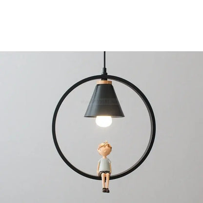 White bird iron ring pendant light for bedroom ceramic decor