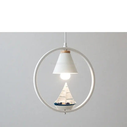 White bird iron ring pendant light for bedroom ceramic decor