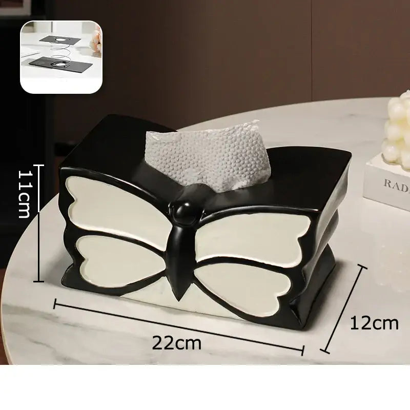 White & black butterfly ceramic tissue box bedroom decor