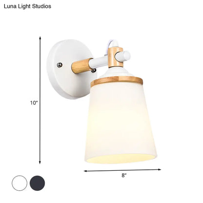 DecorBites™ White/Black Modernist Wall Lamp with Cream Glass Shade