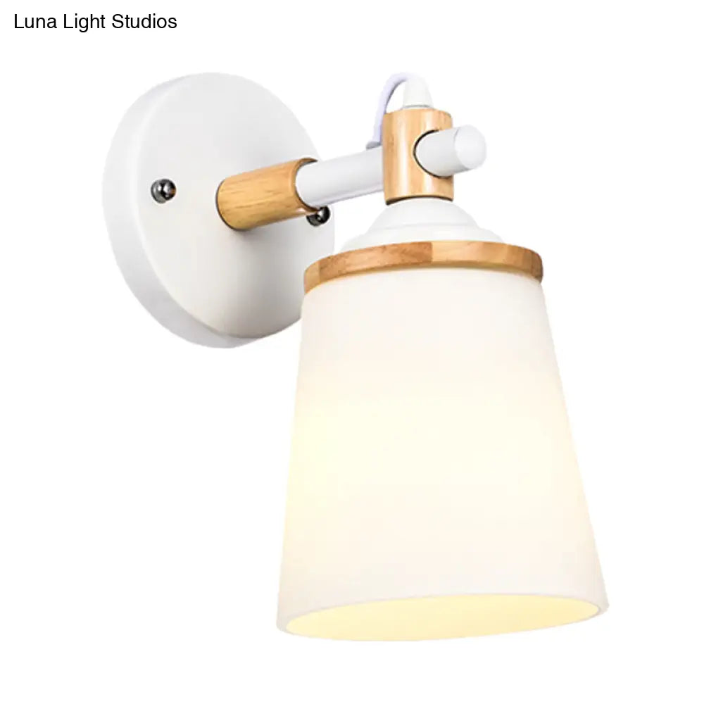 DecorBites™ White/Black Modernist Wall Lamp with Cream Glass Shade