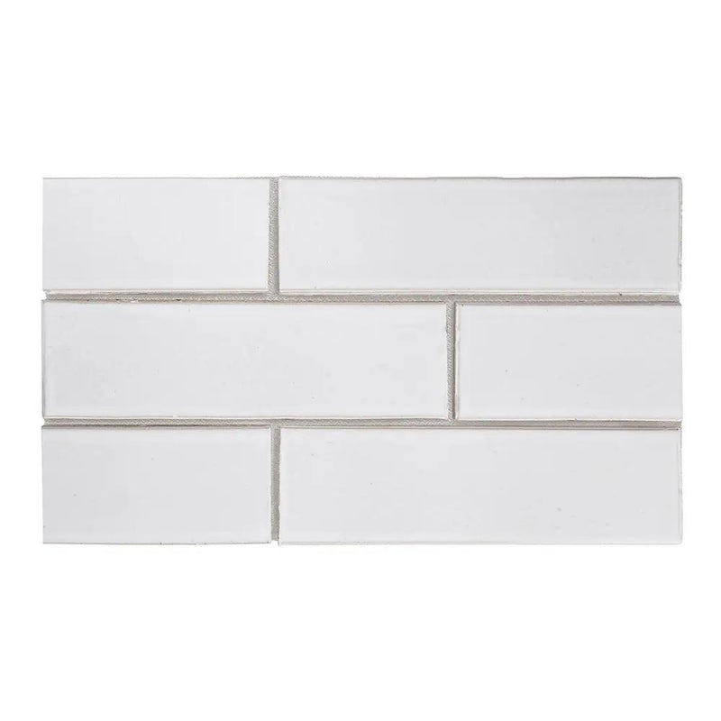 Blanc Glossy Glazed Terracotta Tiles 2 1/8x7 1/2