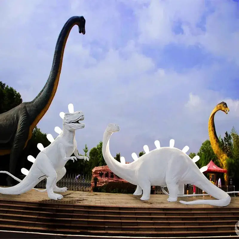 White brontosaurus t-rex dinosaur resin led desk lamp for bedroom