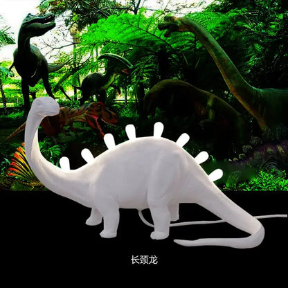 White brontosaurus t-rex dinosaur resin led desk lamp for bedroom