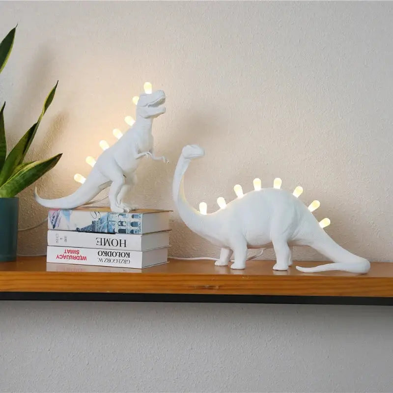 White brontosaurus t-rex dinosaur resin led desk lamp for bedroom