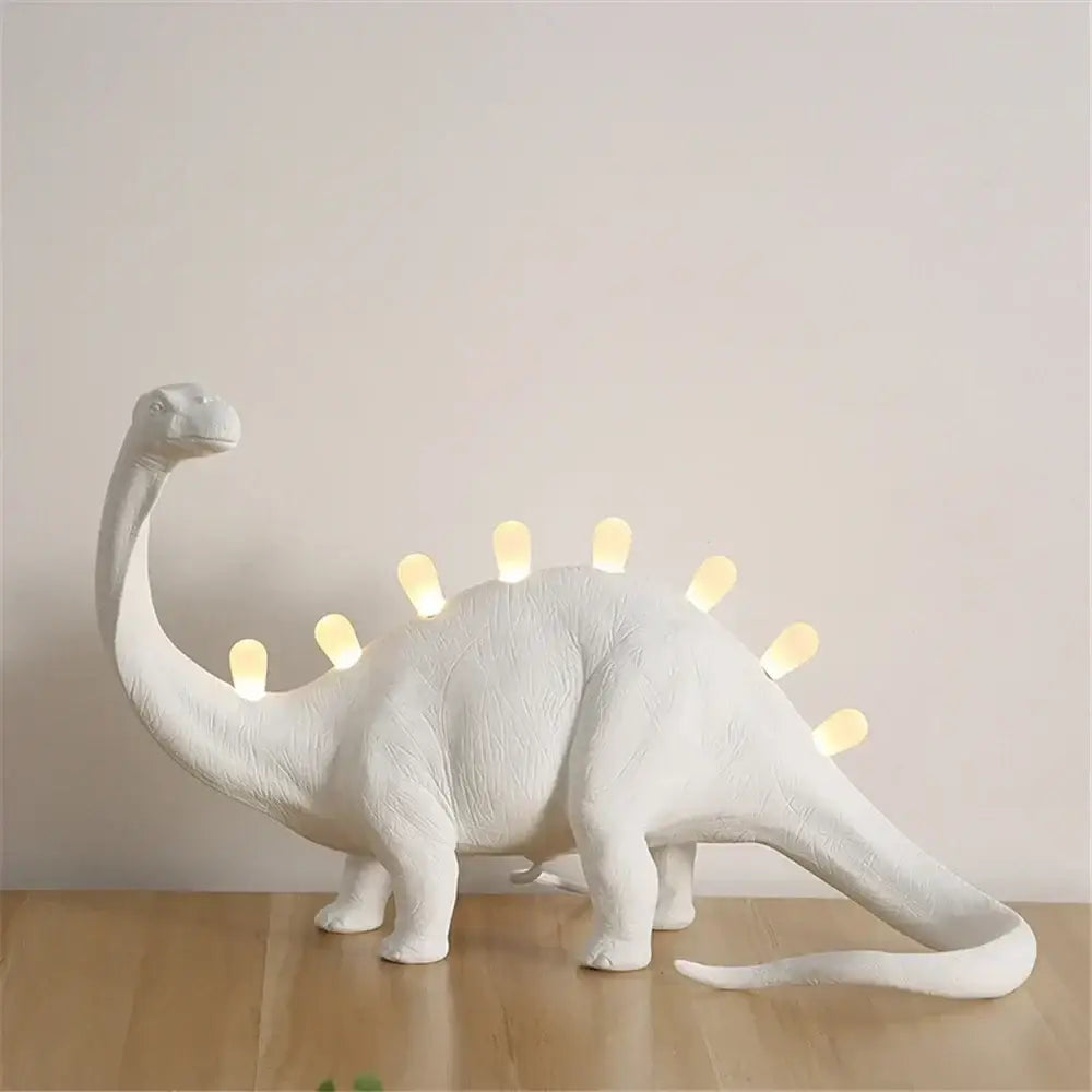 White brontosaurus t-rex dinosaur resin led desk lamp for bedroom