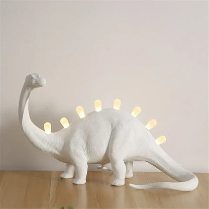 White brontosaurus t-rex dinosaur resin led desk lamp for bedroom