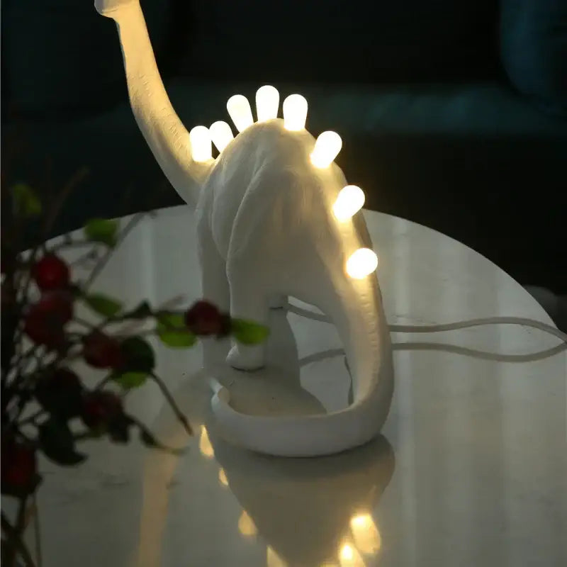 White brontosaurus t-rex dinosaur resin led desk lamp for bedroom
