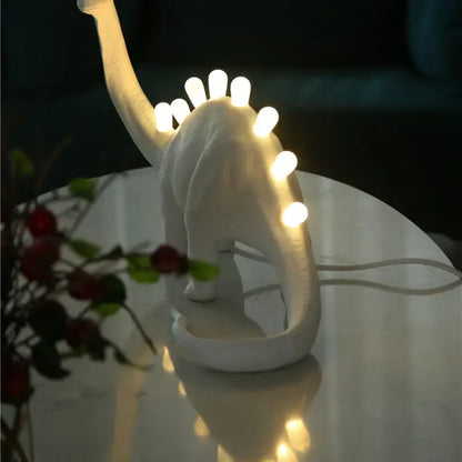 White brontosaurus t-rex dinosaur resin led desk lamp for bedroom